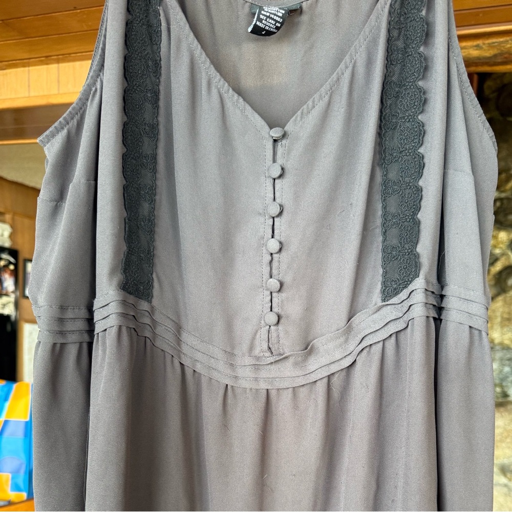 Torrid Grey Satin-Look with Black Lace Camisole Top
